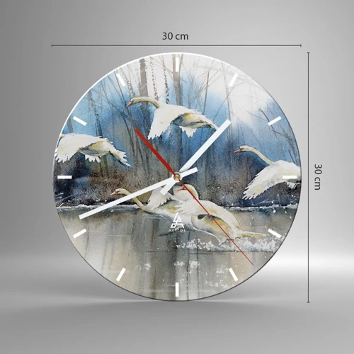 Horloge murale - Pendule murale - Comme dans un conte de fées sur les cygnes sauvages - 30x30 cm