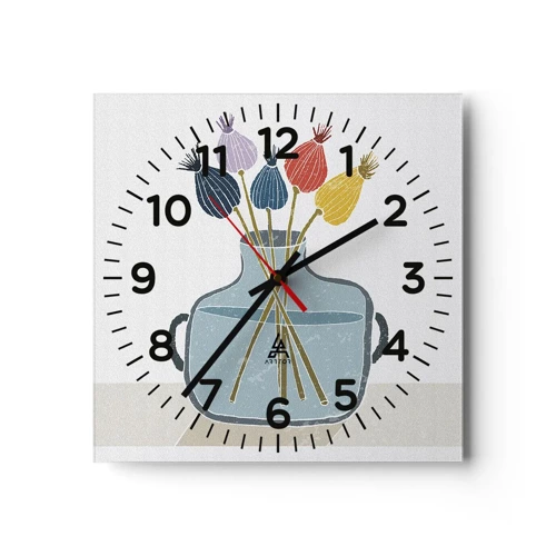 Horloge murale - Pendule murale - Comme s'il avait semé des graines de pavot - 40x40 cm