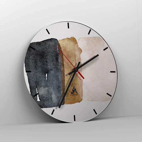 Horloge murale - Pendule murale - Composition de couleurs de la terre - 30x30 cm