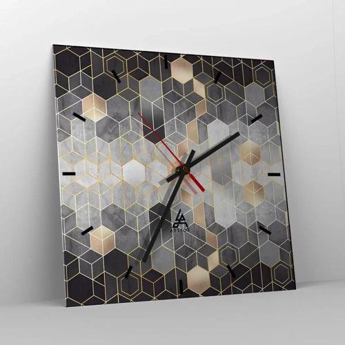 Horloge murale - Pendule murale - Composition de diamants - 40x40 cm