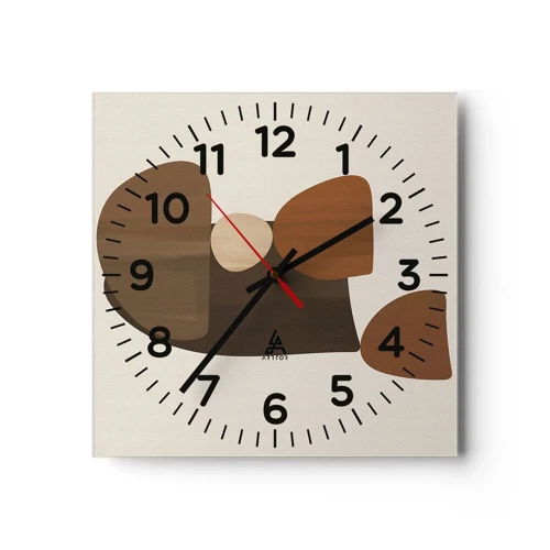 Horloge murale - Pendule murale - Composition de marrons - 30x30 cm