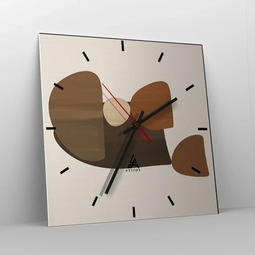 Horloge murale - Pendule murale - Composition de marrons - 30x30 cm