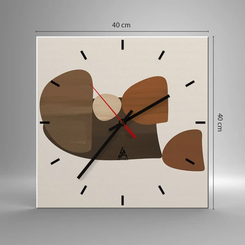Horloge murale - Pendule murale - Composition de marrons - 40x40 cm
