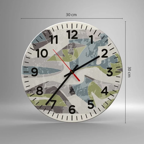 Horloge murale - Pendule murale - Composition derrière la vitre - 30x30 cm