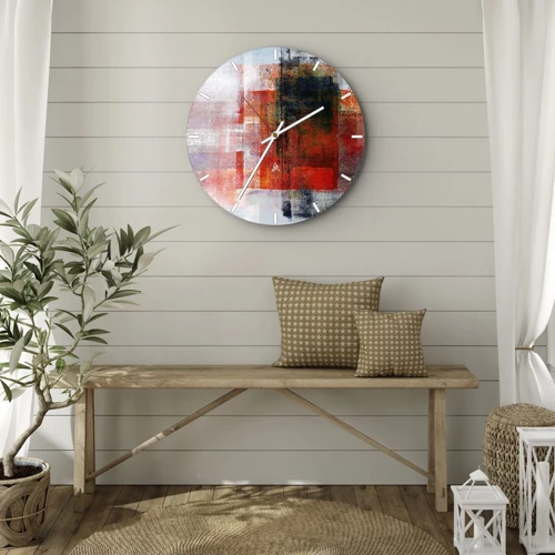 Horloge murale - Pendule murale - Composition embrasée - 30x30 cm