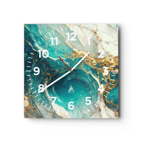 Horloge murale - Pendule murale - Composition en veines d'or - 30x30 cm