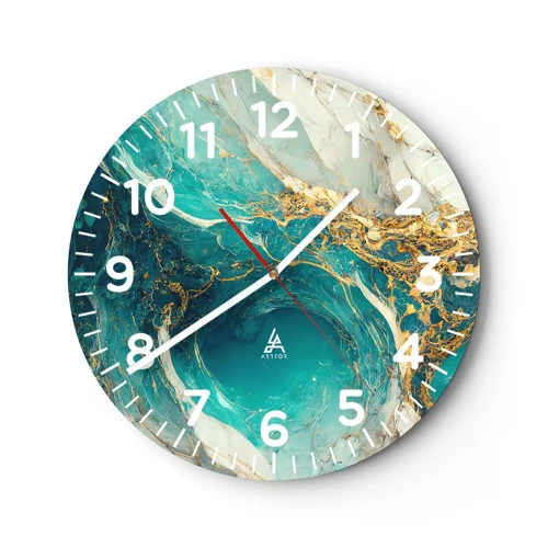 Horloge murale - Pendule murale - Composition en veines d'or - 30x30 cm