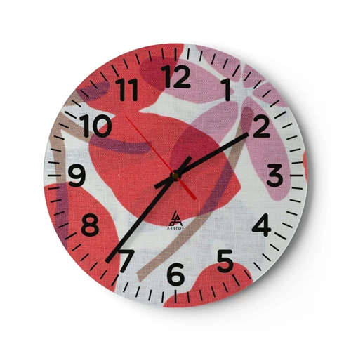 Horloge murale - Pendule murale - Composition florale dans les roses - 30x30 cm