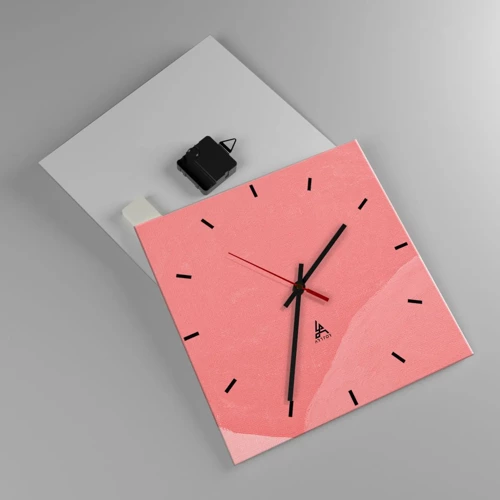 Horloge murale - Pendule murale - Composition organique en rose - 30x30 cm