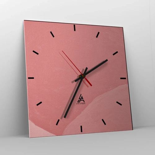 Horloge murale - Pendule murale - Composition organique en rose - 30x30 cm
