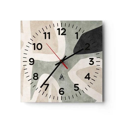 Horloge murale - Pendule murale - Composition pour motif noir - 40x40 cm
