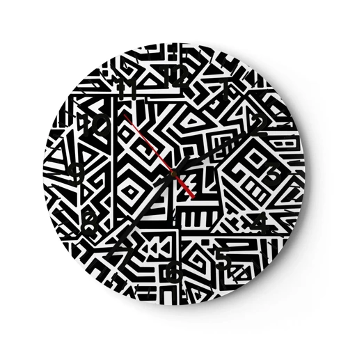 Horloge murale - Pendule murale - Composition précolombienne - 30x30 cm