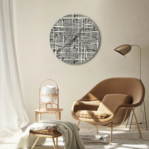 Horloge murale - Pendule murale - Composition tissée - 30x30 cm