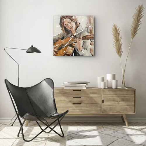 Horloge murale - Pendule murale - Concerto pour guitare et coeur de fille - 30x30 cm