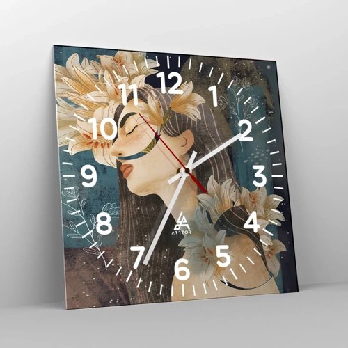 Horloge murale - Pendule murale - Conte de fée sur la princesse lilas - 40x40 cm
