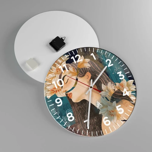 Horloge murale - Pendule murale - Conte de fée sur la princesse lilas - 40x40 cm