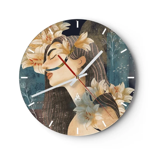 Horloge murale - Pendule murale - Conte de fée sur la princesse lilas - 40x40 cm