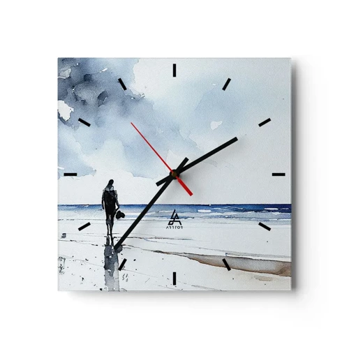 Horloge murale - Pendule murale - Conversation avec la mer - 40x40 cm