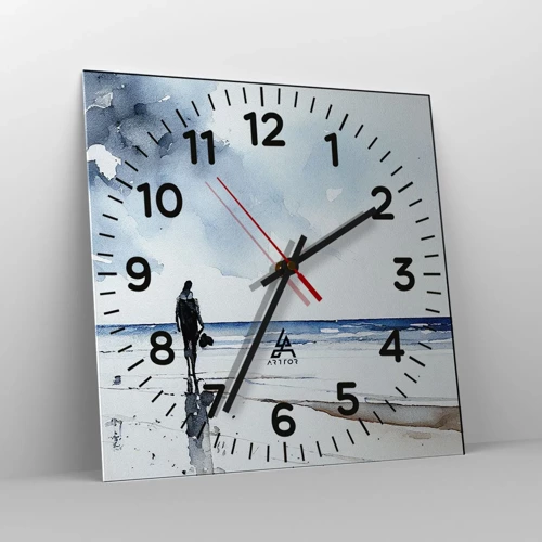 Horloge murale - Pendule murale - Conversation avec la mer - 40x40 cm