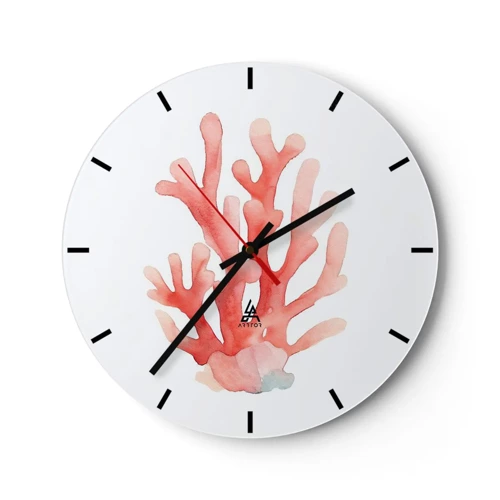 Horloge murale - Pendule murale - Corail couleur corail - 30x30 cm