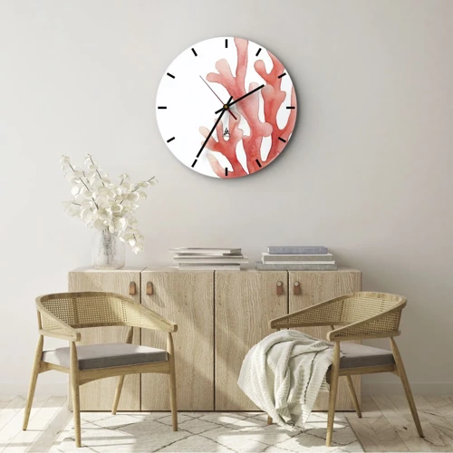 Horloge murale - Pendule murale - Corail couleur corail - 30x30 cm