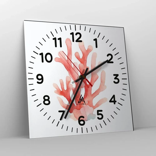 Horloge murale - Pendule murale - Corail couleur corail - 30x30 cm