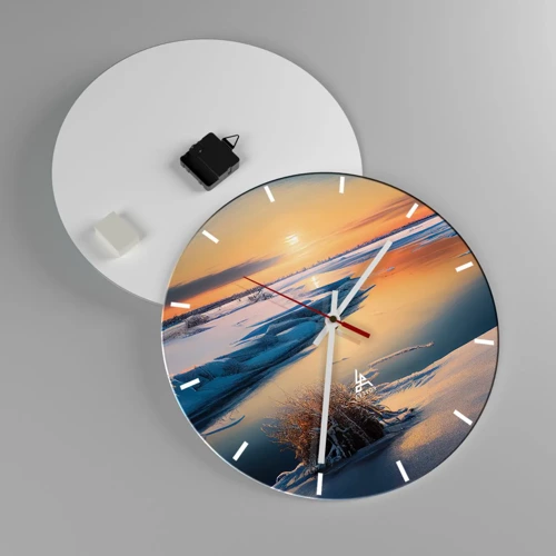 Horloge murale - Pendule murale - Coucher de soleil d'hiver - 40x40 cm