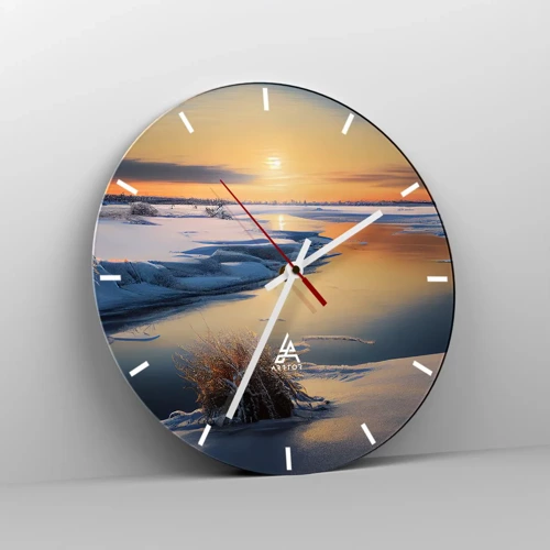 Horloge murale - Pendule murale - Coucher de soleil d'hiver - 40x40 cm