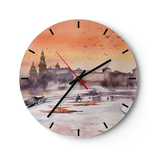 Horloge murale - Pendule murale - Coucher de soleil royal - 30x30 cm