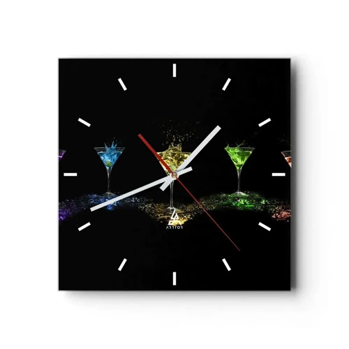 Horloge murale - Pendule murale - Couleurs de joie en verre de cristal - 30x30 cm