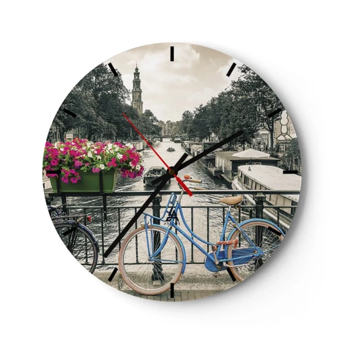 Horloge murale - Pendule murale - Couleurs de rue d'Amsterdam - 30x30 cm