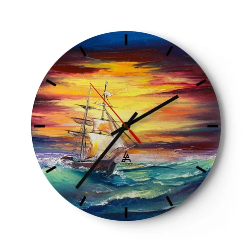 Horloge murale - Pendule murale - Courageusement sous les vagues - 30x30 cm