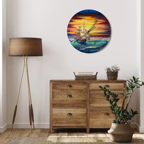 Horloge murale - Pendule murale - Courageusement sous les vagues - 30x30 cm