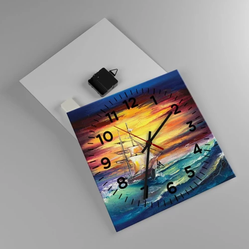 Horloge murale - Pendule murale - Courageusement sous les vagues - 30x30 cm