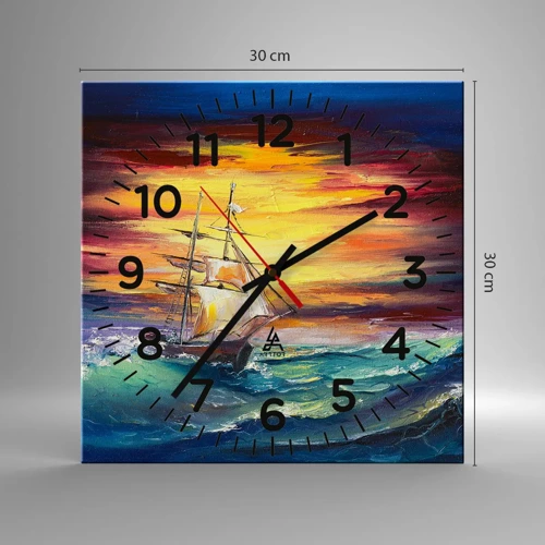 Horloge murale - Pendule murale - Courageusement sous les vagues - 30x30 cm