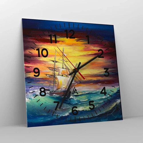 Horloge murale - Pendule murale - Courageusement sous les vagues - 30x30 cm