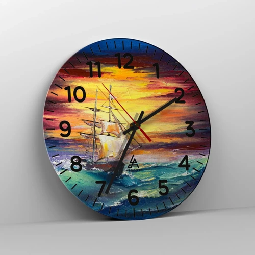 Horloge murale - Pendule murale - Courageusement sous les vagues - 40x40 cm