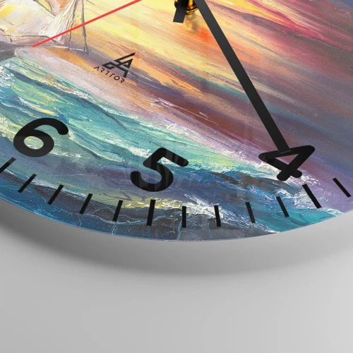 Horloge murale - Pendule murale - Courageusement sous les vagues - 40x40 cm