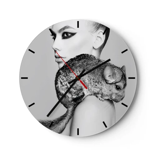 Horloge murale - Pendule murale - Dame au chinchilla - 30x30 cm