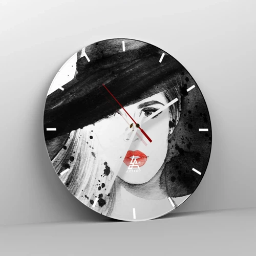 Horloge murale - Pendule murale - Dame en noir - 30x30 cm