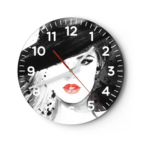 Horloge murale - Pendule murale - Dame en noir - 30x30 cm