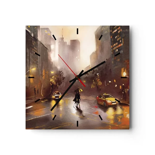 Horloge murale - Pendule murale - Dans les lumières de New-York - 30x30 cm