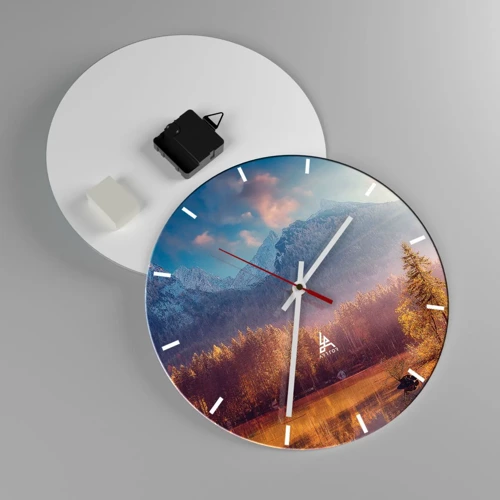 Horloge murale - Pendule murale - Dans les montagnes et les vallées - 30x30 cm