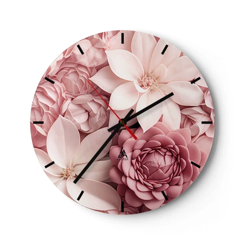 Horloge murale - Pendule murale - Dans les pétales roses - 30x30 cm