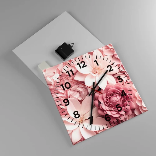 Horloge murale - Pendule murale - Dans les pétales roses - 30x30 cm