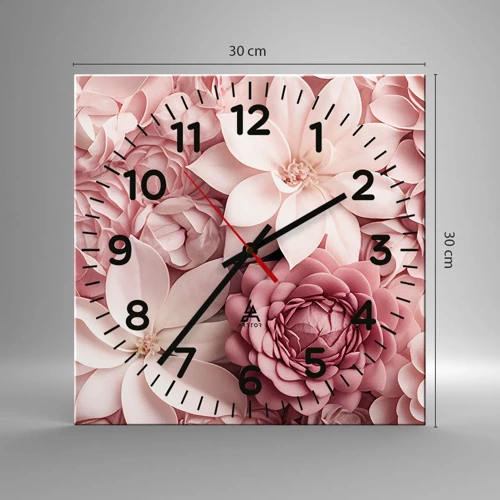 Horloge murale - Pendule murale - Dans les pétales roses - 30x30 cm