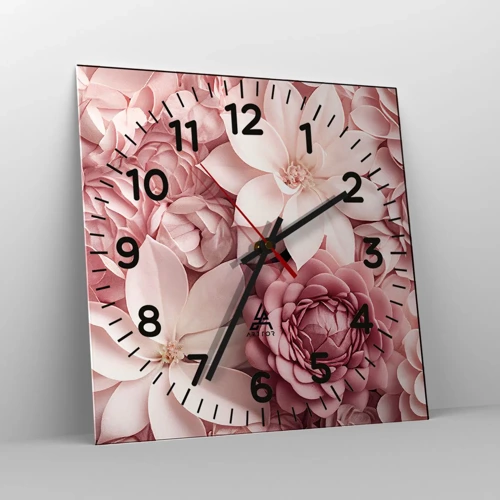 Horloge murale - Pendule murale - Dans les pétales roses - 30x30 cm