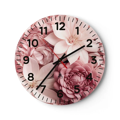 Horloge murale - Pendule murale - Dans les pétales roses - 30x30 cm