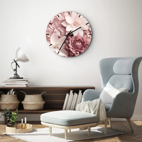 Horloge murale - Pendule murale - Dans les pétales roses - 40x40 cm