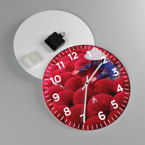 Horloge murale - Pendule murale - Dans un champ de riz - 30x30 cm